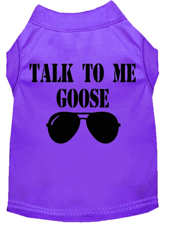 Talk to me Goose Screen Print Dog Shirt Purple Lg